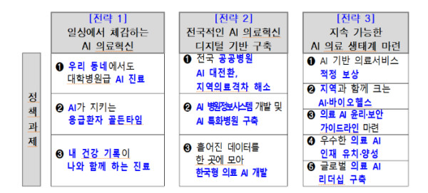 ‘AI 기본의료 전략’ 핵심 과제./사진=보건복지부
