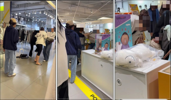 울 홍대입구역 인근 대형 쇼핑몰에서 외국인 여성 간 몸싸움이 벌어졌다. 두 여성은 보안요원이 온 후에야 다툼을 멈췄다.  /사진=스레드 캡처