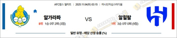 11월 04일 ACLE 알가라파 vs 알힐랄